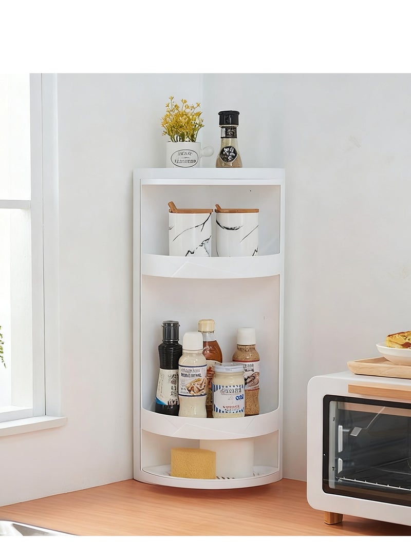 YY-ريشير رف زاوية مغلق يدور 360 درجة، خزانة تخزين مثبتة على الحائط بثلاث طبقات، منظم تخزين بلاستيكي مقاوم للغبار للحمام والمطبخ - Image 2