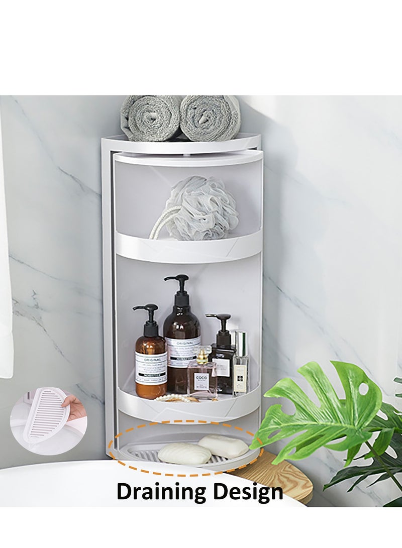 YY-ريشير رف زاوية مغلق يدور 360 درجة، خزانة تخزين مثبتة على الحائط بثلاث طبقات، منظم تخزين بلاستيكي مقاوم للغبار للحمام والمطبخ - Image 4