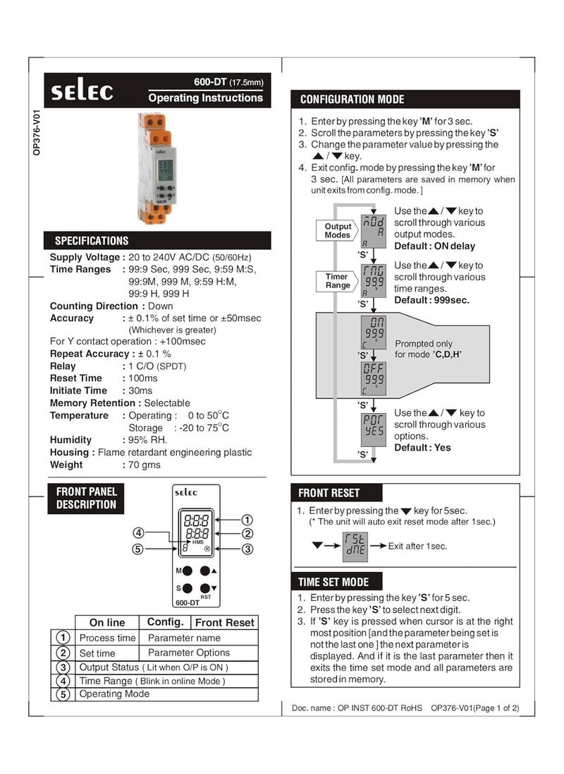 Selec Selec 600DT Din Rail Digital Timer  - Image 5