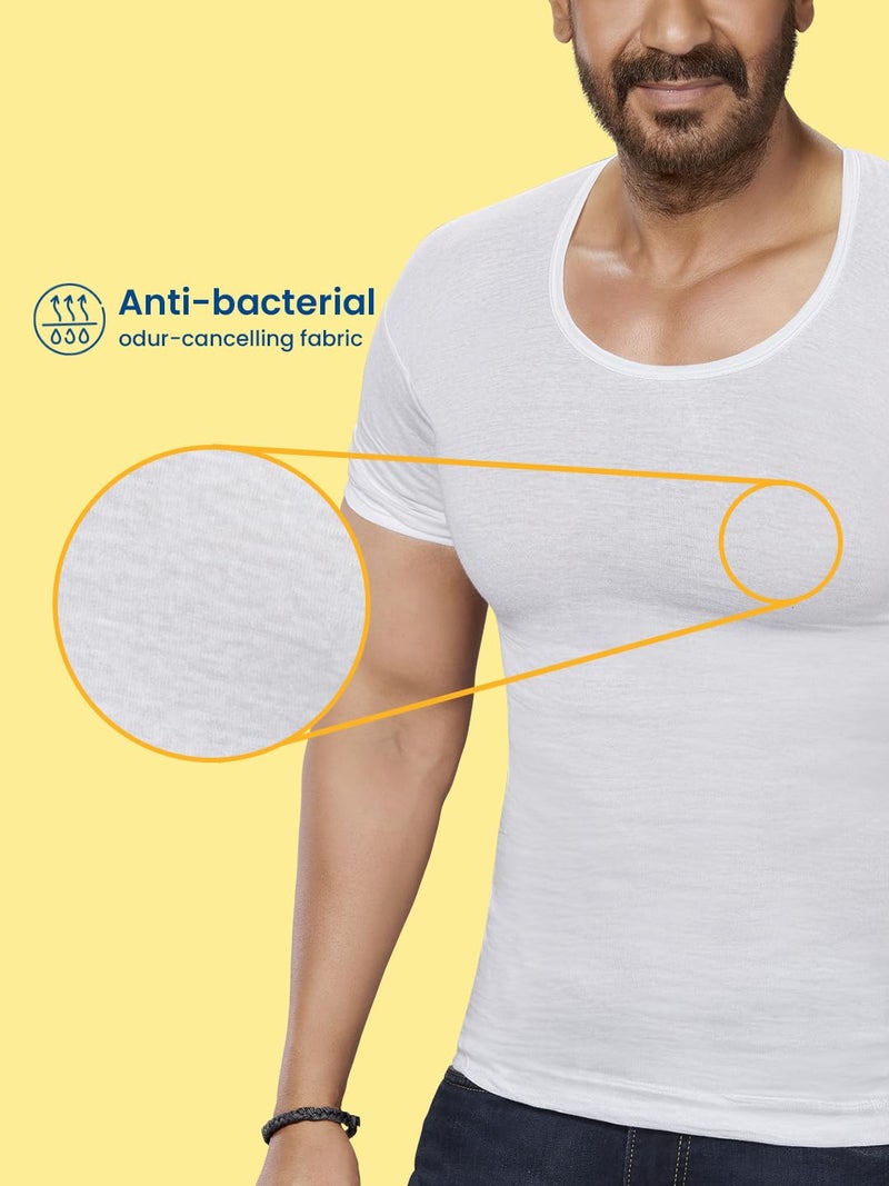 Amul Comfy Men’s Vest | 100% Cotton Single Jersey Fabric | U Neck Sleeveless Innerwear | Ultra Soft Hand Feel | Seamless Body | Superior Comfort | Color May Vary | (Pack of 5) White - Image 4