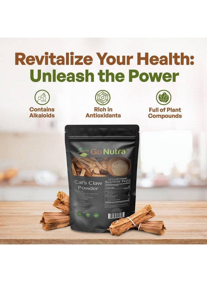 Go Nutra - Cat’s Claw Powder, Pure Cats Claw Herbal Supplement Wildly Harvested from Peru, All Natural Una de Gato for Water, Tea, Juice, and More, Non-GMO, Gluten-Free, Vegan, 1lb - Image 2