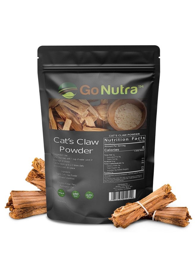 Go Nutra - Cat’s Claw Powder, Pure Cats Claw Herbal Supplement Wildly Harvested from Peru, All Natural Una de Gato for Water, Tea, Juice, and More, Non-GMO, Gluten-Free, Vegan, 1lb - Image 1