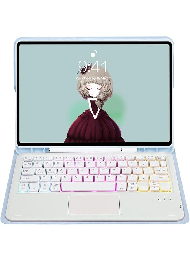 erorex - Magnetic Touchpad Keyboard Compatible With Samsung Galaxy Tab S8 Ultra 14.6 Inch 2022 With Pen Holder Foldable Funda Cover With Keyboard For Tab S8 Ultra Blue - Image 1