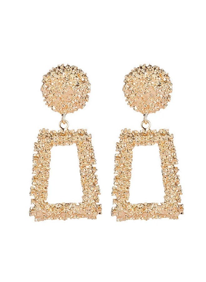 Gold Statement Dangle Earrings – Round Ball  Geometric Frame Drop Design for Party  Gift - Image 3