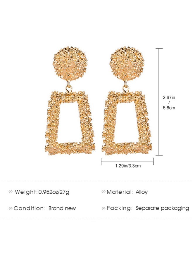 Gold Statement Dangle Earrings – Round Ball  Geometric Frame Drop Design for Party  Gift - Image 2