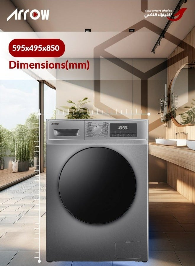 Arrow 6KG Front loading Automatic Washing Machine, 1000rpm Max. Spin Speed, 16 Programs, Dark Silver Color, Auto Balance System, Child Lock, Fault Check, LED Display, Universal Motor | Model Name: RO-07FWTS-01 - Image 3