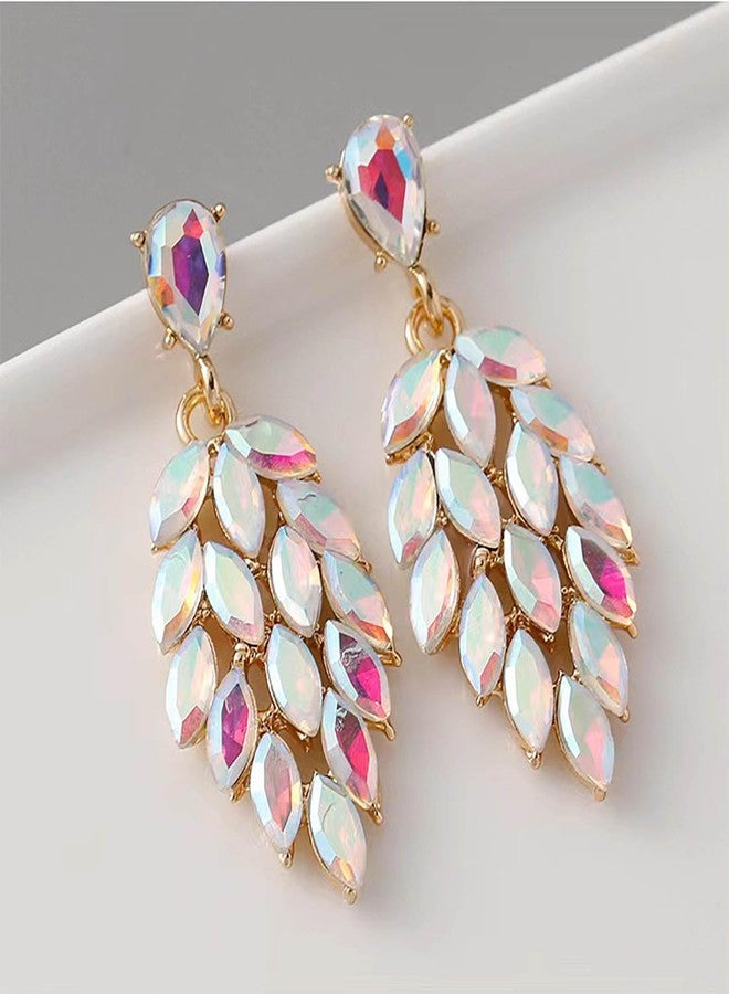 RGY Iridescent Earrings for Women Prom, Sparkling Bridal Cluster Drop Dangle Stud Earrbobs, AB Crystal Pageant Ear-Drops - Image 5