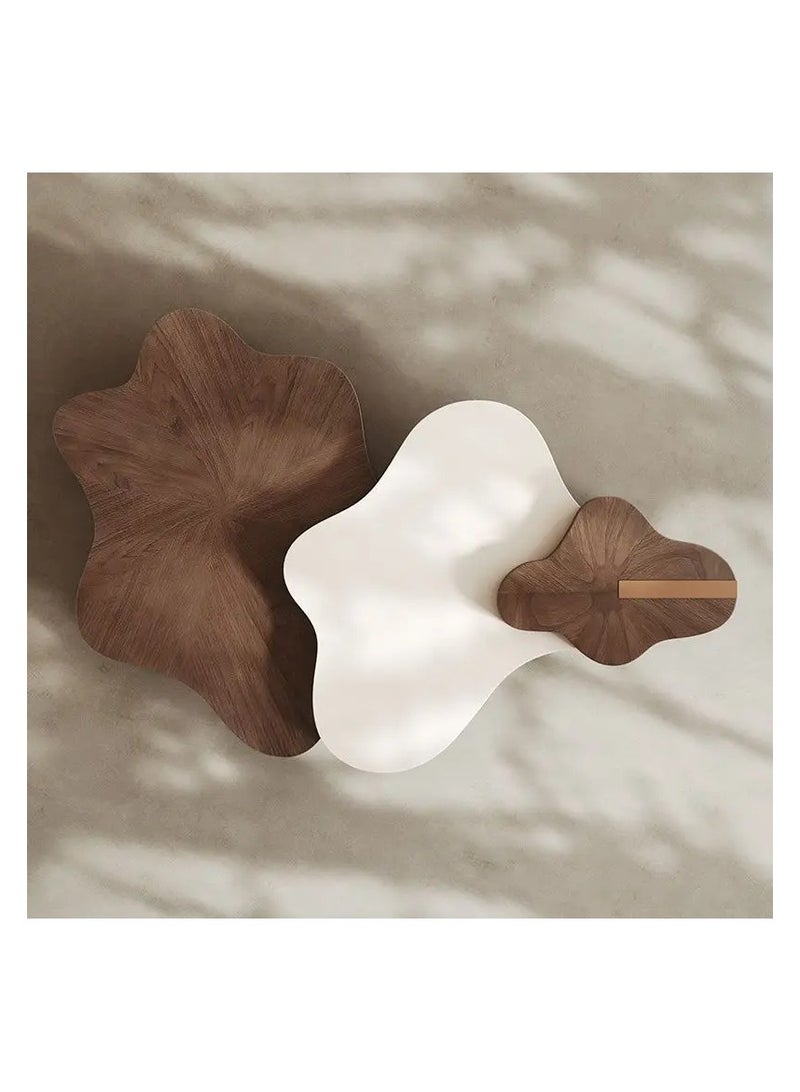 AWD Modern 3-Piece Cloud Coffee Table Set, Walnut and Creamy White Center Table, Living Room Centrepiece 160 x 91 cm - Image 5