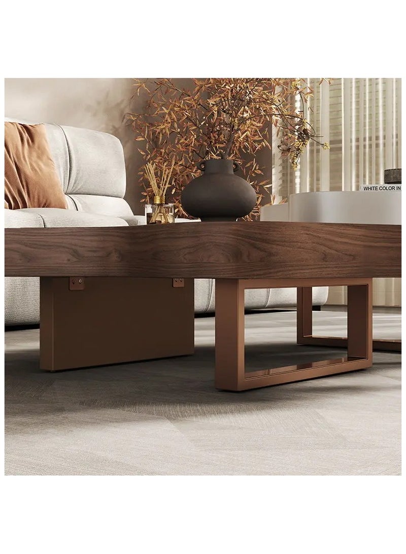 AWD Modern 3-Piece Cloud Coffee Table Set, Walnut and Creamy White Center Table, Living Room Centrepiece 160 x 91 cm - Image 4