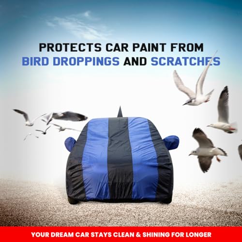 Autofact Baleno Dustproof Car Cover with Mirror & Antenna Pockets, Royal Blue Stripes, Taffeta Polyster,Triple Stitched, Compatible with Maruti Baleno Car Cover (2015 to 2024), Baleno Car Accessories - Image 3