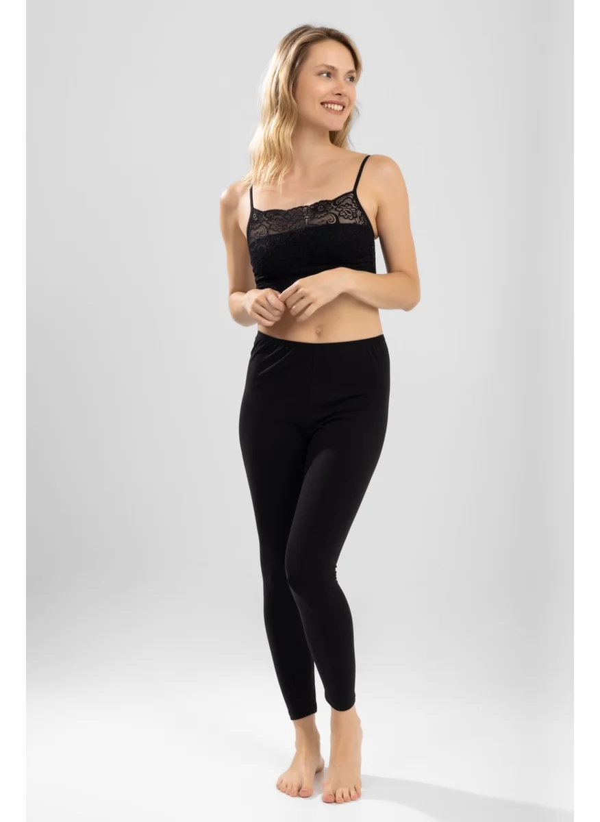 Baykar Women's Long Plain Tights 8906 Black