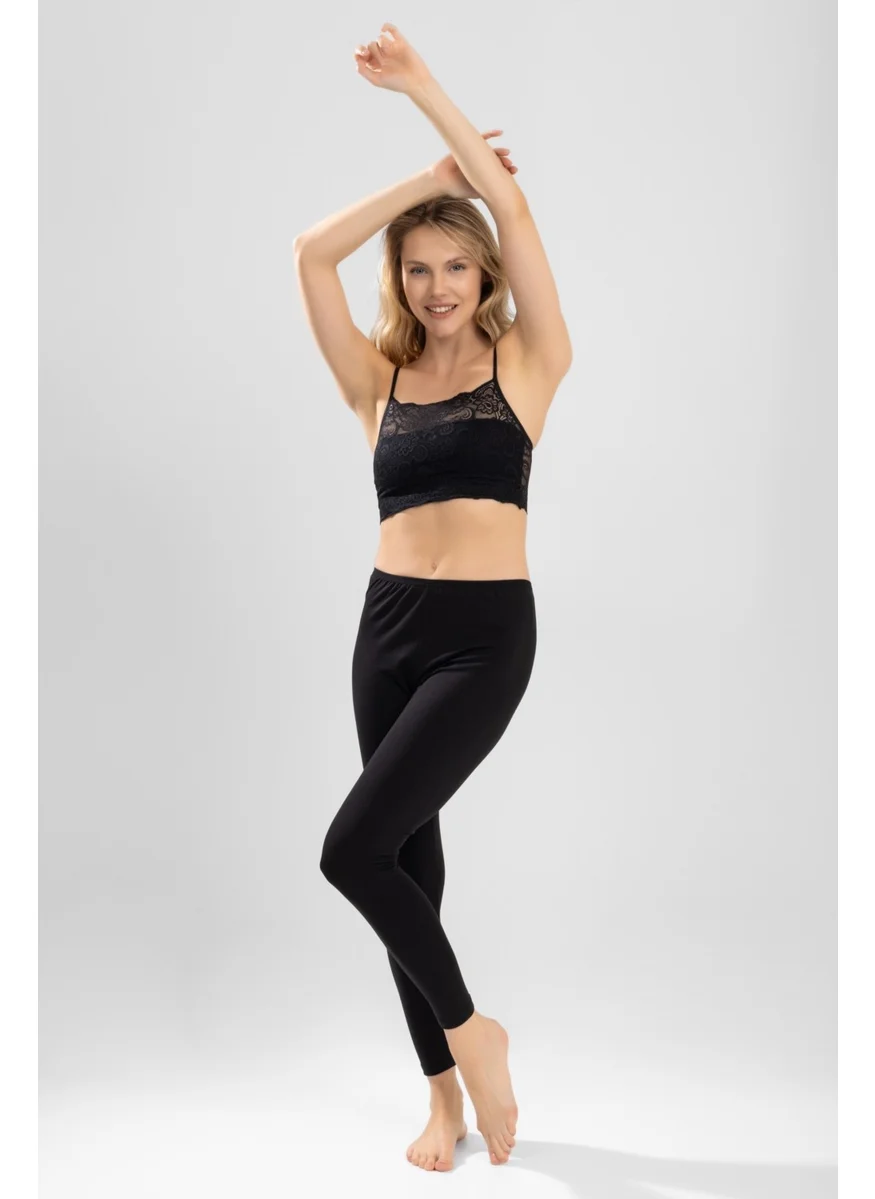 Baykar Women's Long Plain Tights 8906 Black