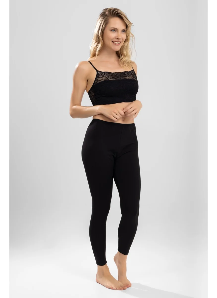 Baykar Women's Long Plain Tights 8906 Black