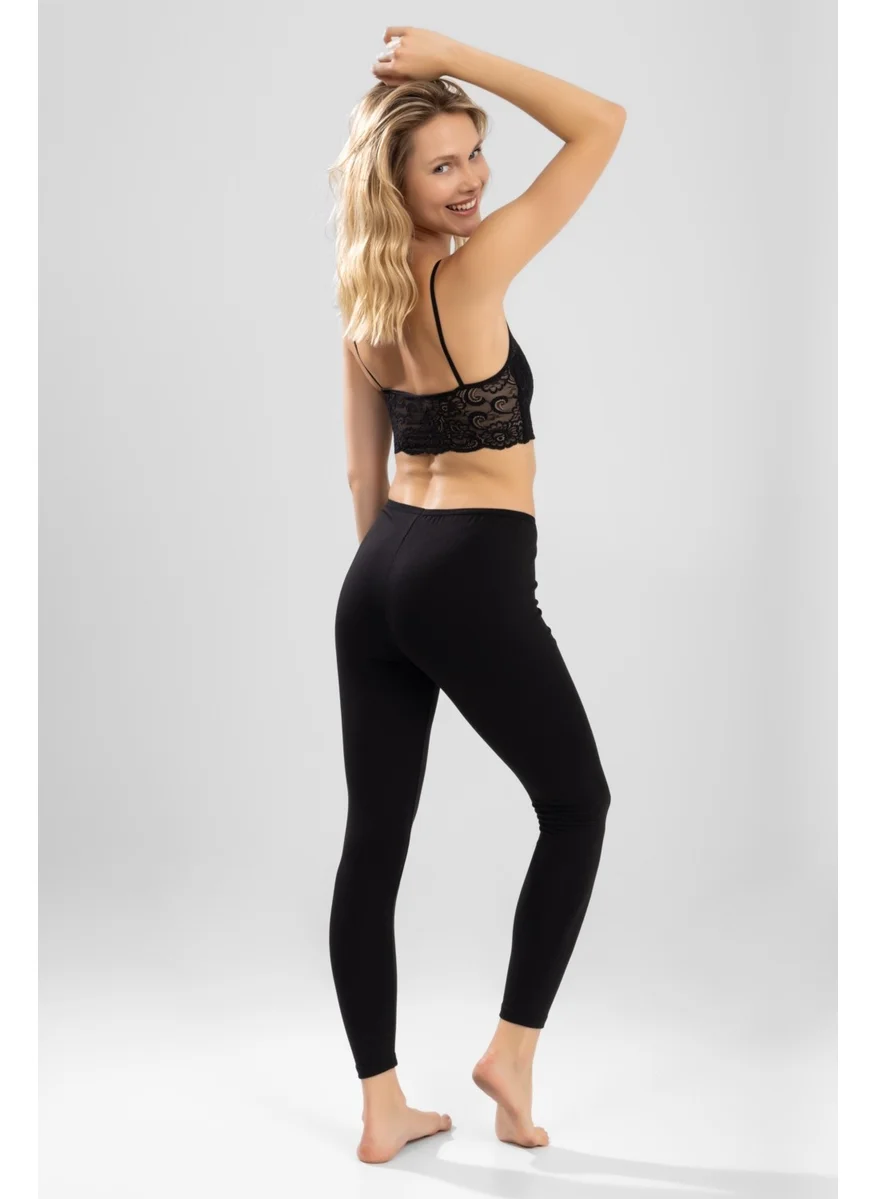 Baykar Women's Long Plain Tights 8906 Black