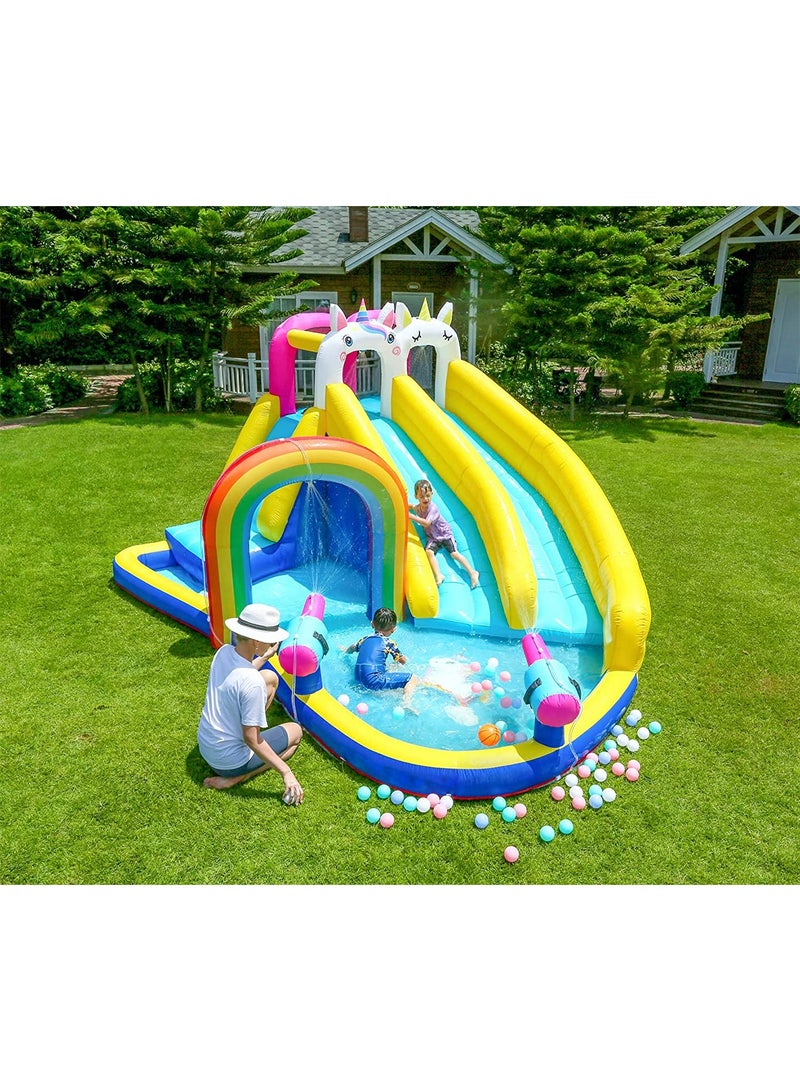Inflatable Twin Water Slide With Bouncer and Tunnel for Kids Outdoor Play  - Image 1