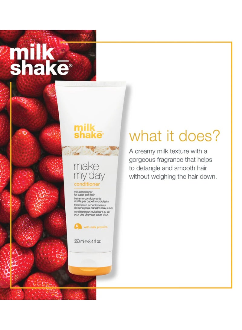 Milk Shake بلسم اجعل يومي مع بروتينات الحليب، مستخلصات التفاح وعباد الشمس – بلسم مرطب ومغذي يومي للشعر العادي، الجاف، المجعد أو المعالج – شعر ناعم، لامع، سهل التصفيف، خالي من البارابين، 250 مل - Image 2