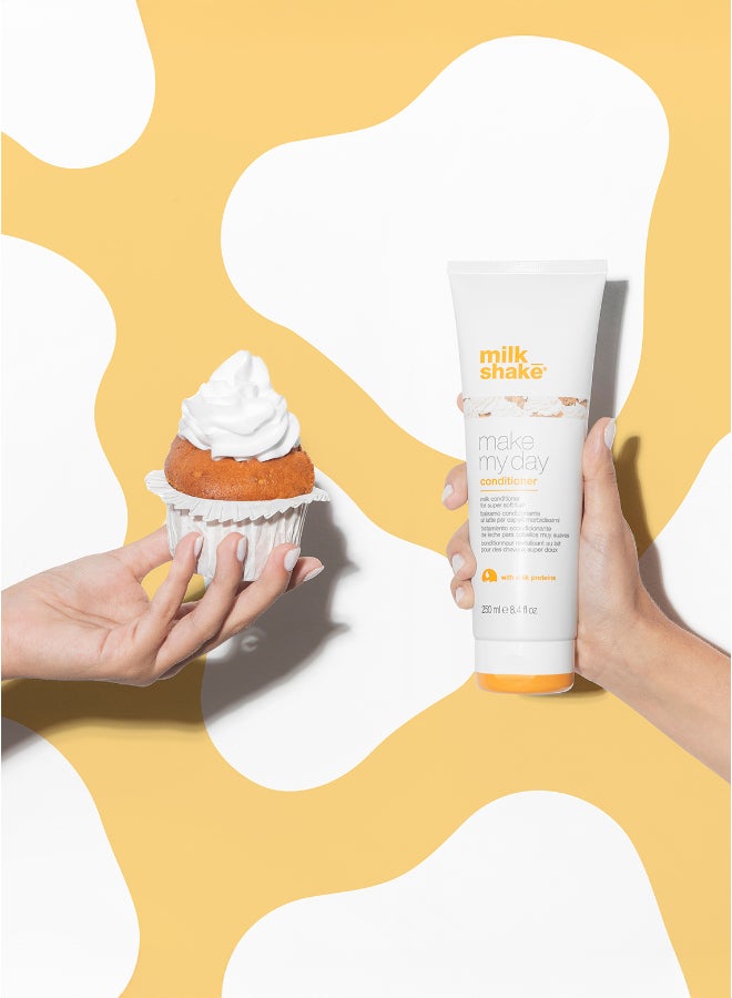 Milk Shake بلسم اجعل يومي مع بروتينات الحليب، مستخلصات التفاح وعباد الشمس – بلسم مرطب ومغذي يومي للشعر العادي، الجاف، المجعد أو المعالج – شعر ناعم، لامع، سهل التصفيف، خالي من البارابين، 250 مل - Image 3