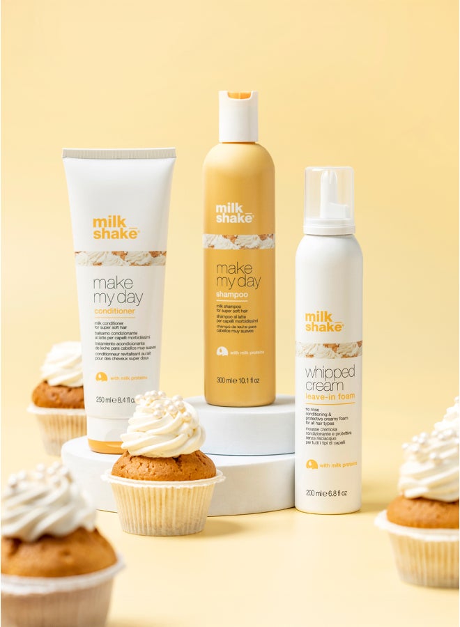 Milk Shake بلسم اجعل يومي مع بروتينات الحليب، مستخلصات التفاح وعباد الشمس – بلسم مرطب ومغذي يومي للشعر العادي، الجاف، المجعد أو المعالج – شعر ناعم، لامع، سهل التصفيف، خالي من البارابين، 250 مل - Image 2