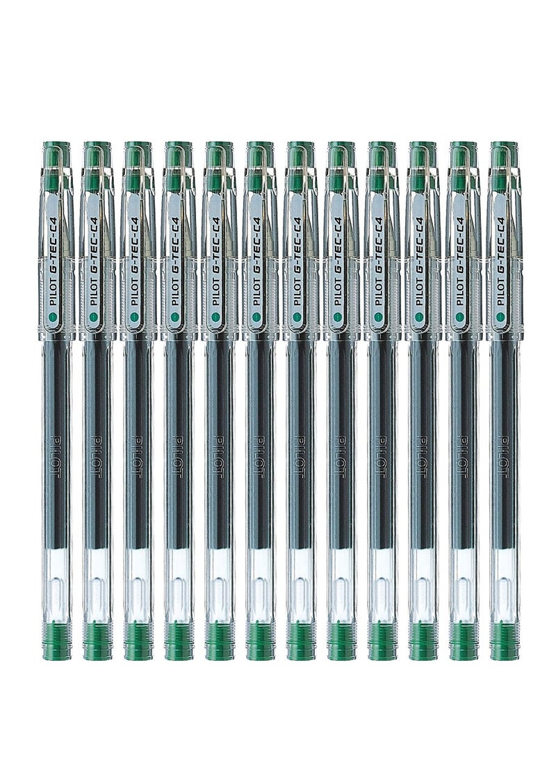 PILOT 12-Piece G-Tec Ultra Fine Roller Pen 0.4mm Tip Green Ink  - Image 1