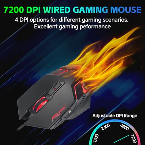 CHONCHOW One Handed Half Keyboard Mouse USB Spilitter Type-C Adapter Gaming Combo with RGB LED Backlit 7200DPI CPI Customize 4 Port Adapter Mini Size Small Wired Set for LOL/Wow/fortnite/Dota/PUBG - Image 3