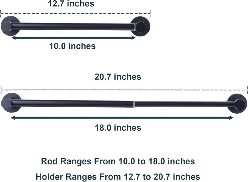 JAZBREY 10-18 inches Magnetic Curtain Rod for Metal Door, Adjustable Magnetic Towel Bar for Refrigerator, Magnet Towel Holder Towel Hook Hanger for Kitchen Dishwasher, Laundry Washer, Black, Pack of 1 - Image 3