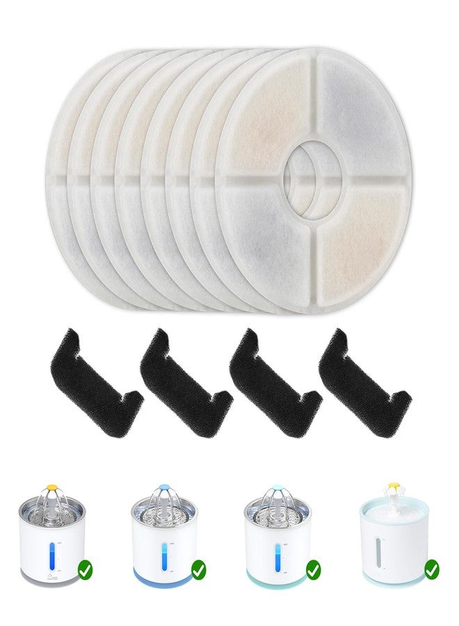 Wonder Creature Cat Fountain Filter Replacement for Round Stainless Steel Top Cat Fountain, 8 Carbon Filters 4 Foam Filters Pack - Image 1