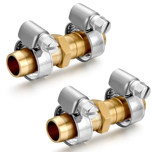 SIGURANTA Garden Hose Repair,Solid Brass Connector, Hose Repair Kit, 3/4" Garden Hose Fittings, Clamps with (3/4"Barb -2 Set) - Image 1