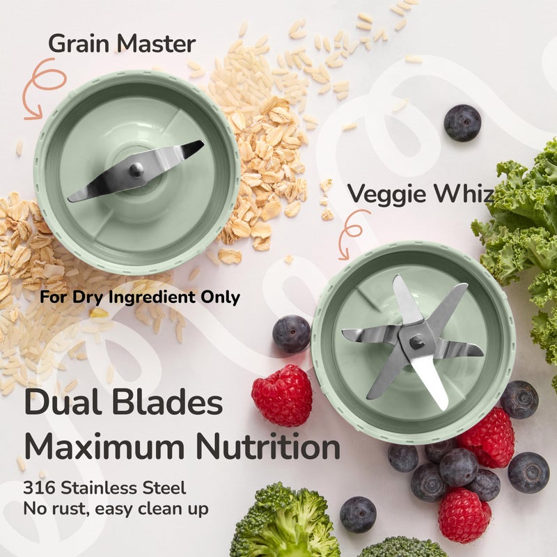 Kwiplee Bubble Blender, Baby Food Maker & Puree Blender with 2 Borosilicate Glass Cups, Compact Baby Bullet for Smoothies, Hands-Free One-Touch, 200W Motor, Sage - Image 5