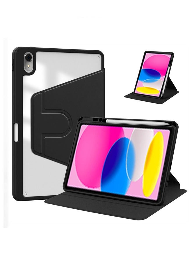 Case for iPad 2022 (10th) 10.9 inch / 2025 (11th) 11 inch，Tablet Protective Case, Acrylic 360 ° Rotating Design, Automatic Wake-up/sleep, Soft Leather，Black - Image 1
