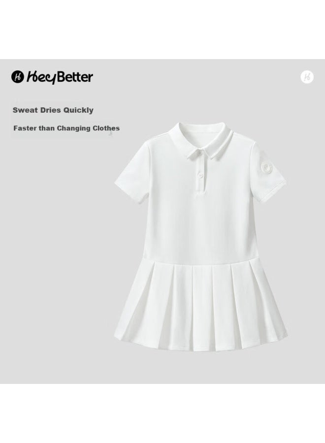Heybetter Kids' Polo Short Sleeve T-Shirt Dress Little Jasmine (Off-White) 100 - Image 1