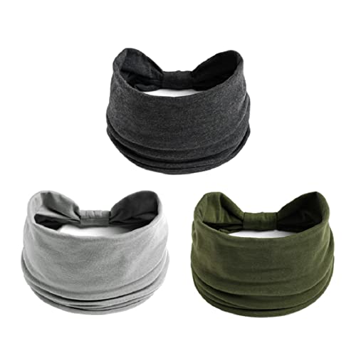 K-Elewon 3 Pack Women Wide Elastic Head Wrap Headband Sports yoga Hair Band (3 Pack(A27)) - Image 3
