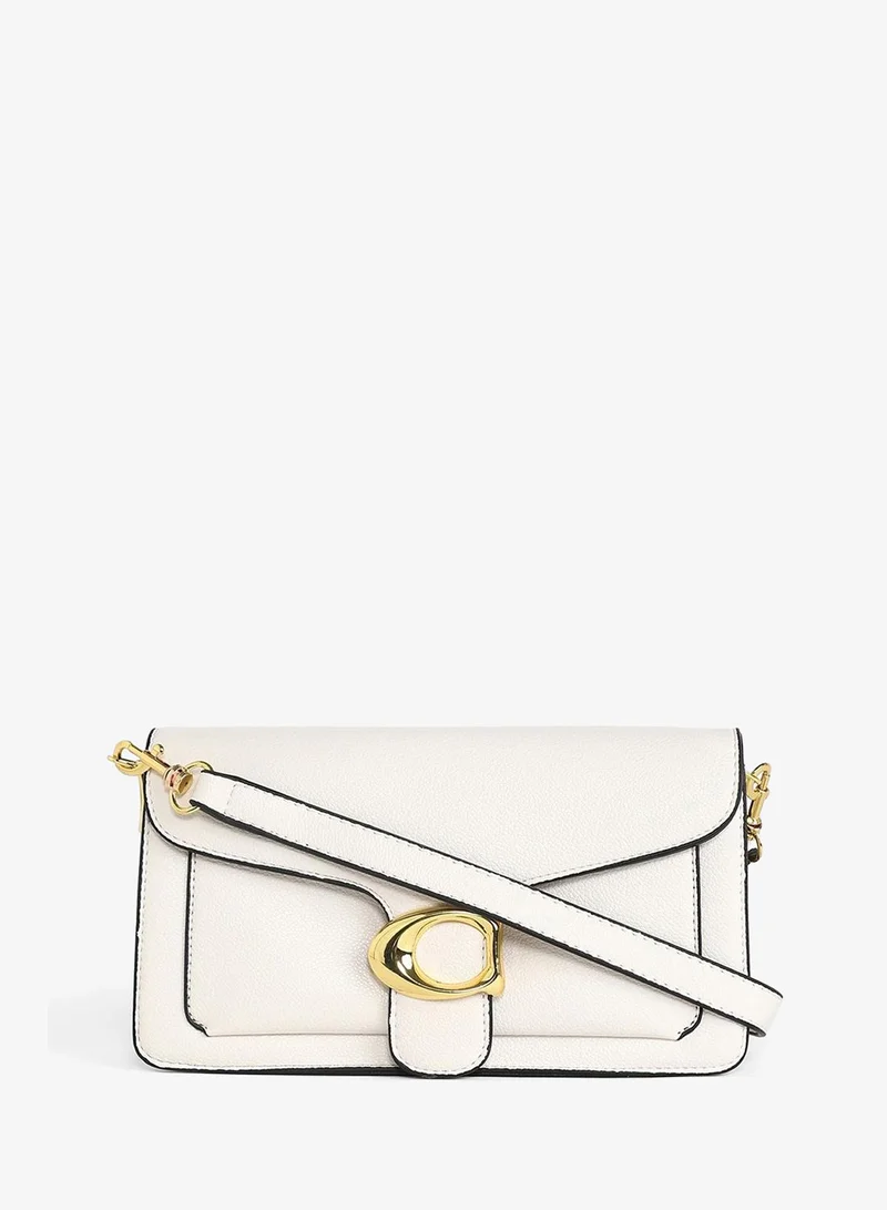 Haute Sauce Solid Magnet Lock Regular Vegan Leather Sling Bag For Women