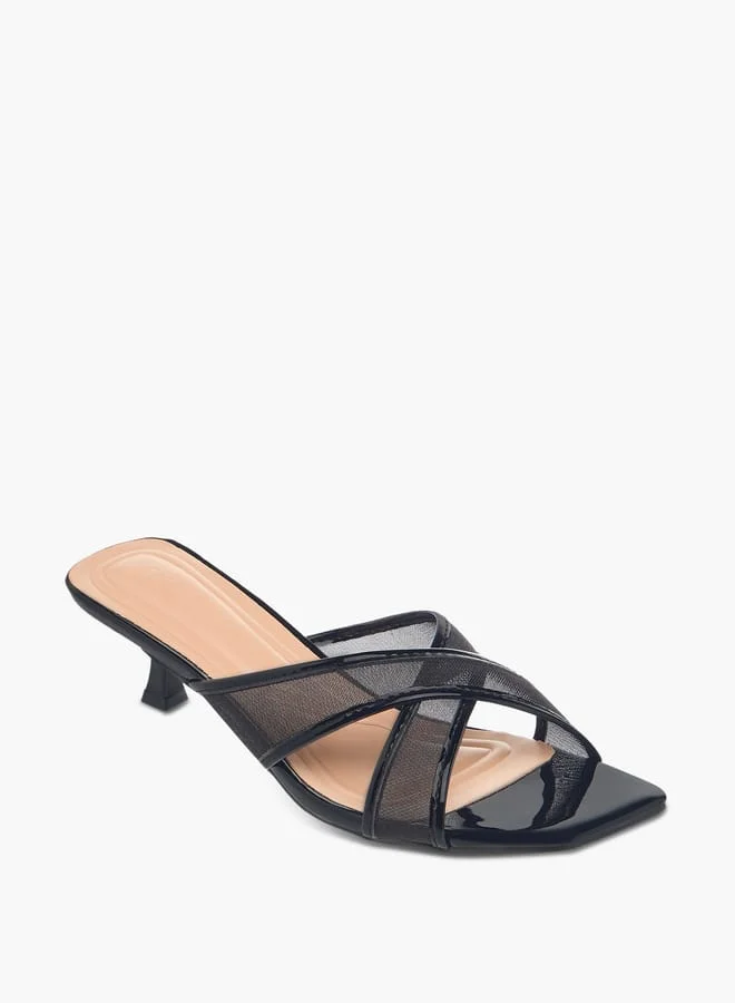 سيليست صنادل نسائية بكعب صغير بتصميم متقاطع سهل الارتداء