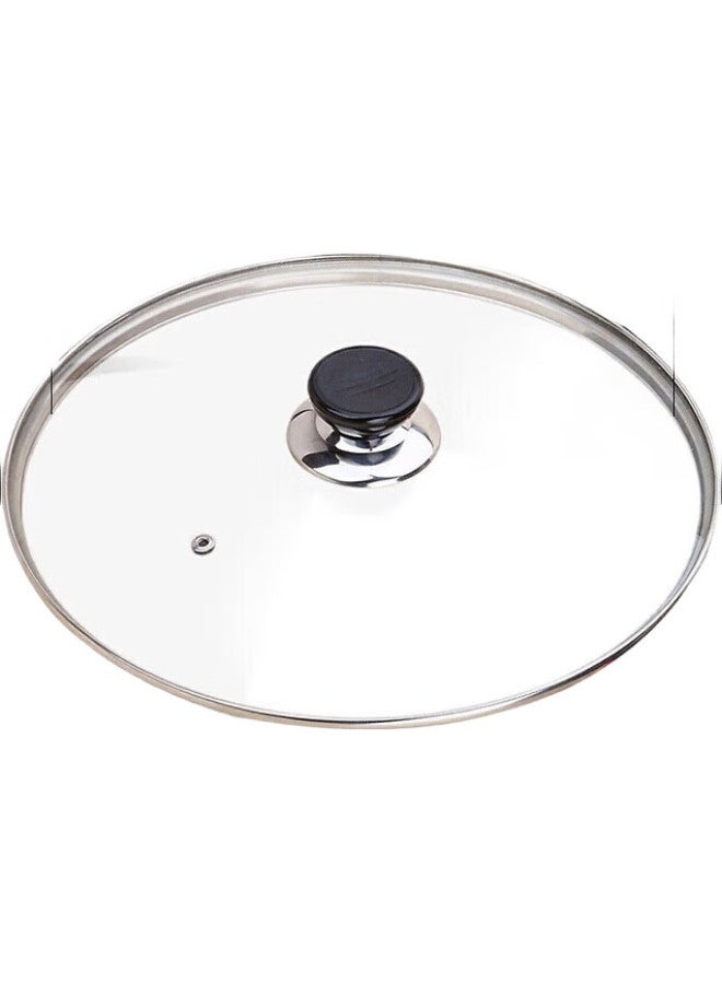 MAX COOK غطاء ووك زجاجي ماكس كوك، غطاء مقلاة بحافة من الفولاذ المقاوم للصدأ 304، غطاء قدر ساخن، غطاء بخار، 32 سم Mcpj9654 - Image 1