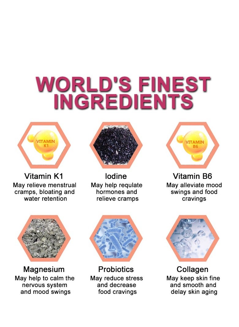 ديني المرأة PMS الإغاثة ، التوت الانسجام التوازن الهرمونات الأنثوية ، يخفف من تشنجات والانتفاخ ، يقلل من تقلبات المزاج ، توازن الهرمونات للنساء ، مكمل غذائي 60 علكة - Image 4