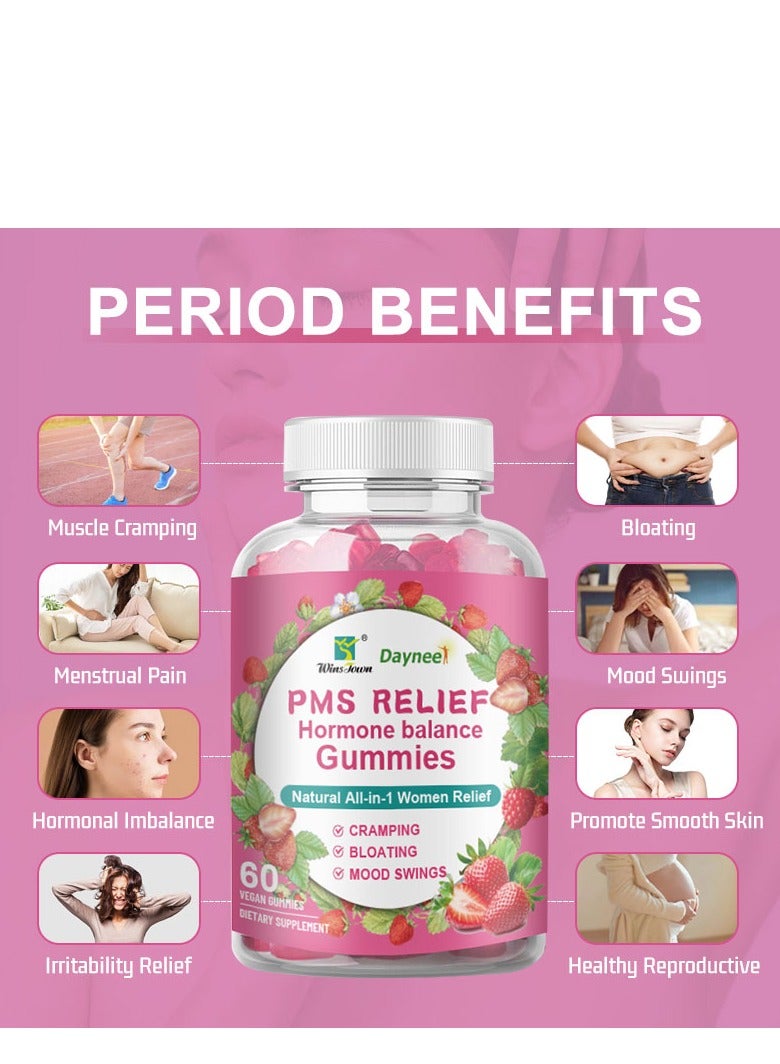 ديني المرأة PMS الإغاثة ، التوت الانسجام التوازن الهرمونات الأنثوية ، يخفف من تشنجات والانتفاخ ، يقلل من تقلبات المزاج ، توازن الهرمونات للنساء ، مكمل غذائي 60 علكة - Image 2