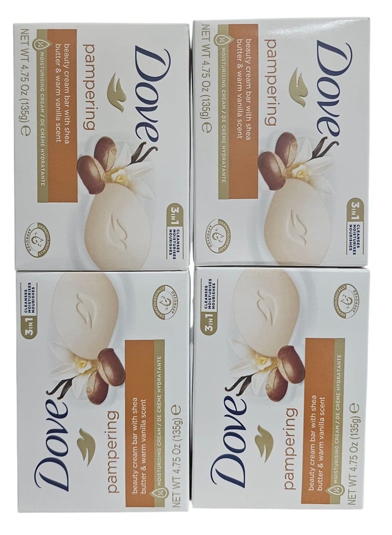 دوف صابون كريم تجميلي بزبدة الشيا ورائحة الفانيلا الدافئة مع 1/4كريم مرطب.135جم .4قطع - Image 2