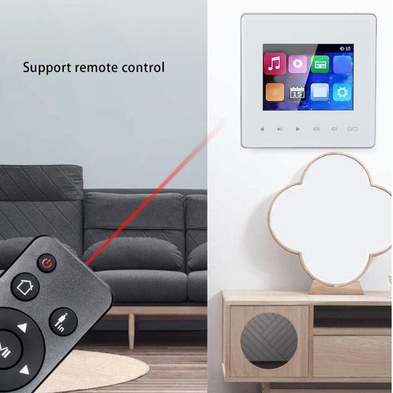 PUSOKEI Wall Mount Music Amplifier, 2.8 inch Smart Ceiling Speaker Background Music Controller with HD Screen, Bluetooth, FM Radio, Timer and Multi Format Support - Image 2