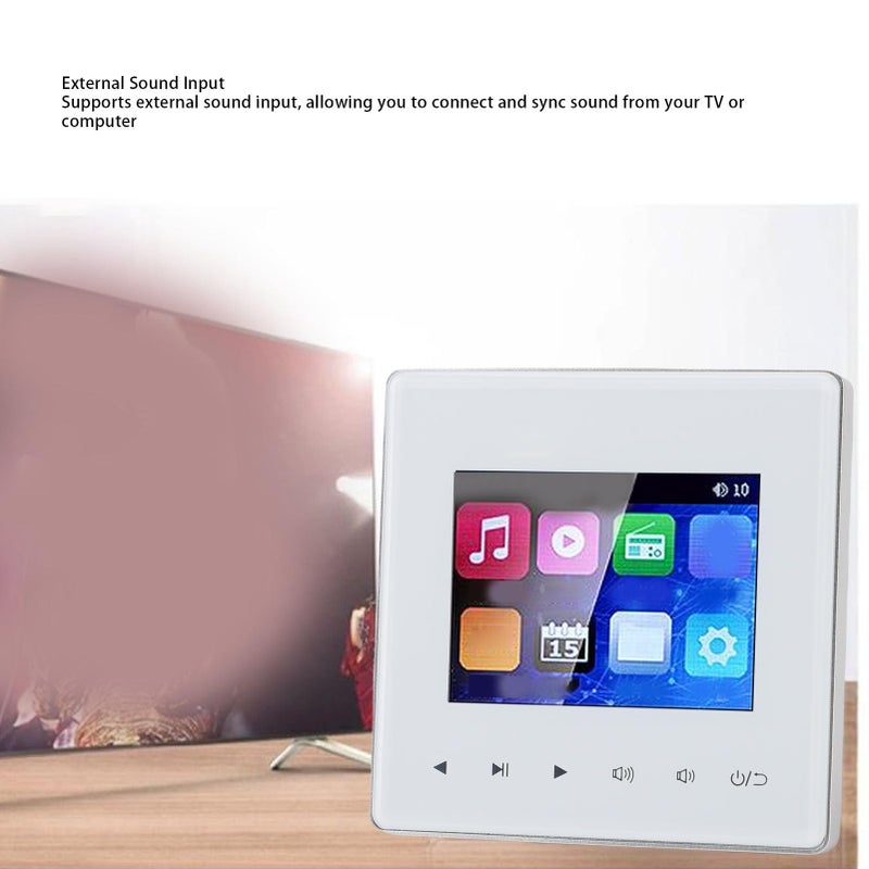 PUSOKEI Wall Mount Music Amplifier, 2.8 inch Smart Ceiling Speaker Background Music Controller with HD Screen, Bluetooth, FM Radio, Timer and Multi Format Support - Image 4