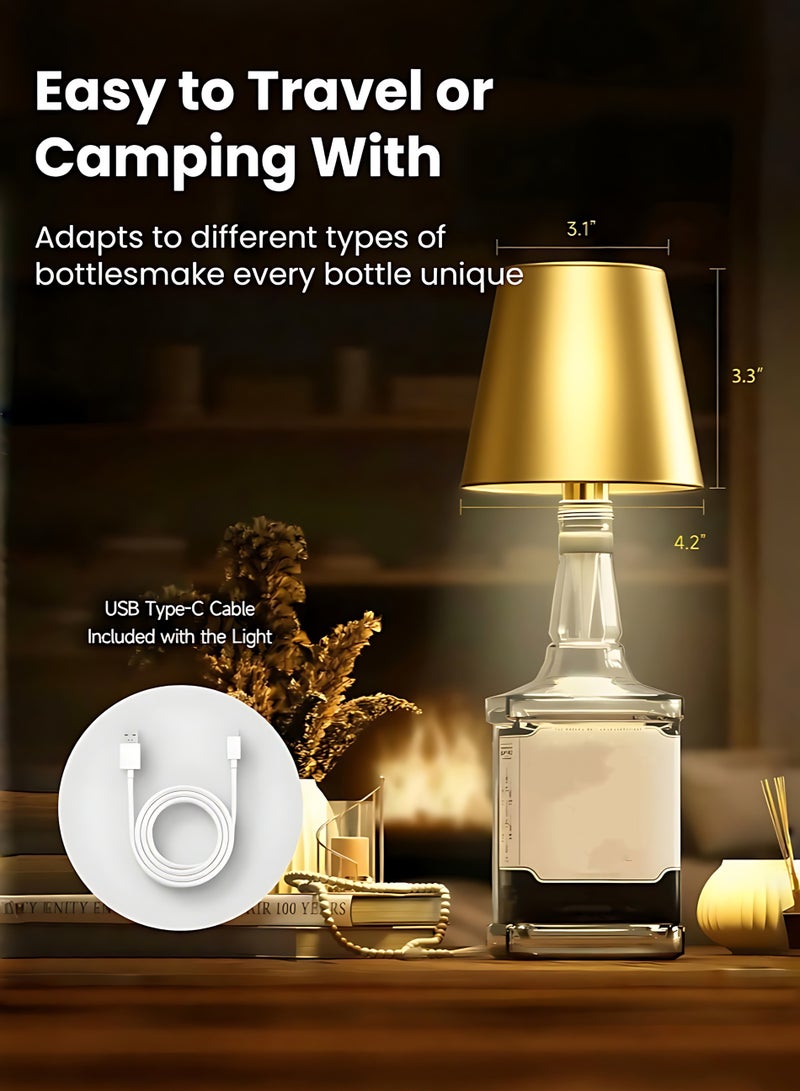 Rechargeable Wireless Wine Bottle LED Lamp Touch Control Bottle Shade Night Light 3 Color Dimmable Table Lamp for Indoor Outdoor Home Decoration - Image 5