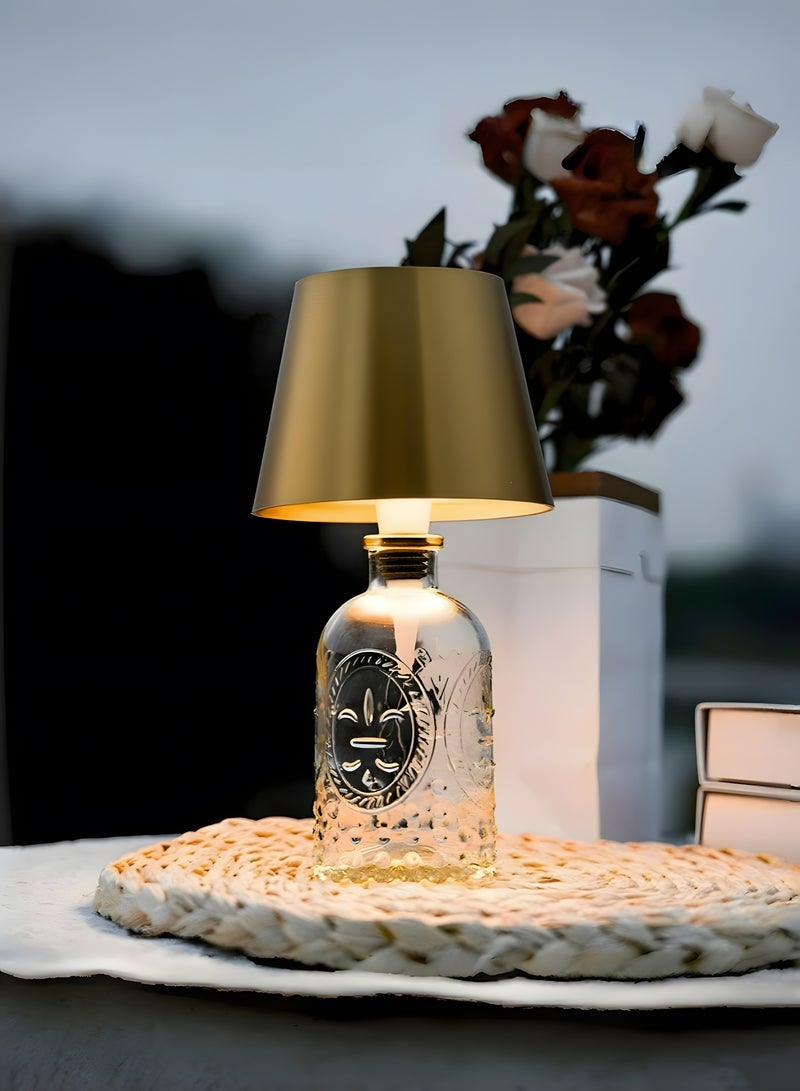 Rechargeable Wireless Wine Bottle LED Lamp Touch Control Bottle Shade Night Light 3 Color Dimmable Table Lamp for Indoor Outdoor Home Decoration - Image 1