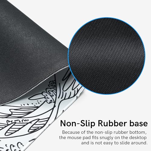 GMKWTL Large Gaming Mouse Pad for Desk,Kanagawa XXL Mouse Pad 35.4x15.7 Inch,Waterproof Desk Pad,Non-Slip Rubber Base Mice Pad,Keyboard Pad Computer Mat,White Mouse pad - Image 5