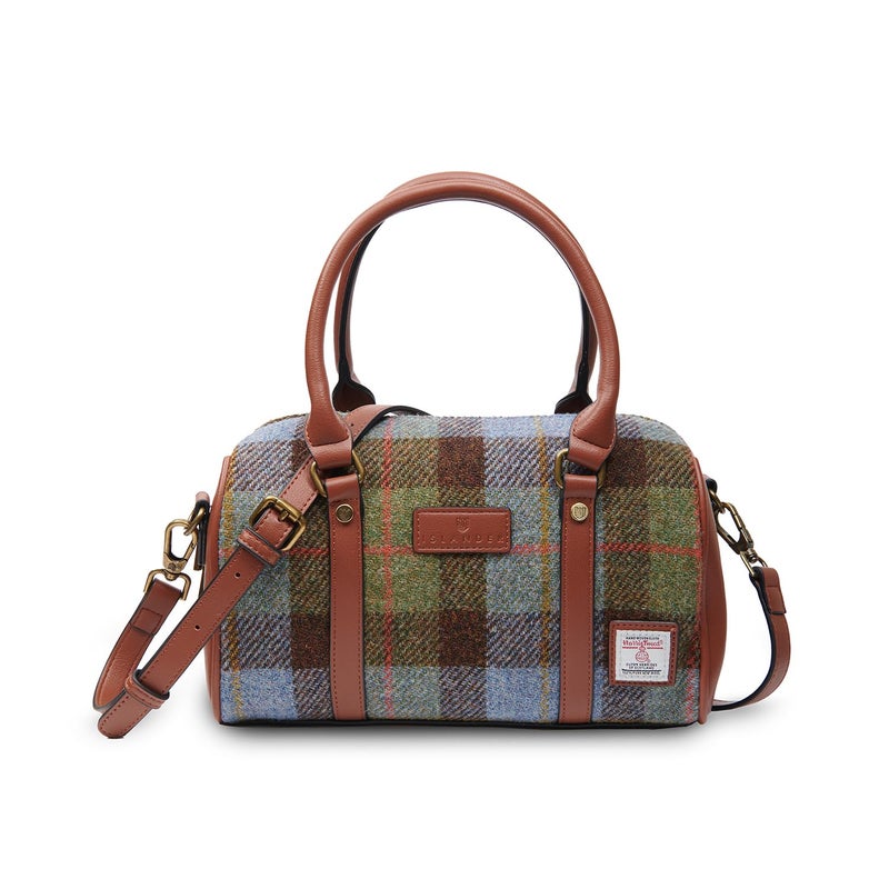 Islander The Medium Duffel Harris Tweed & Microfibre Leather (Chestnut and Blue Tartan) - Image 1