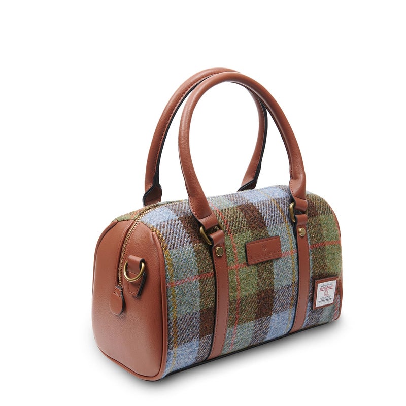 Islander The Medium Duffel Harris Tweed & Microfibre Leather (Chestnut and Blue Tartan) - Image 3