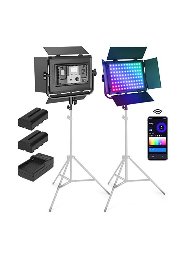 PADOM مجموعة إضاءة ملء الفيديو Padom RGB LED، قابلة لإعادة الشحن وتعمل بالقابس، لوحة LED لإضاءة التصوير الفوتوغرافي، لمدوني الفيديو والاستوديو ويوتيوب والتصوير الفوتوغرافي للمنتج، درجة حرارة اللون وسطوع قابل للتعديل  - Image 1