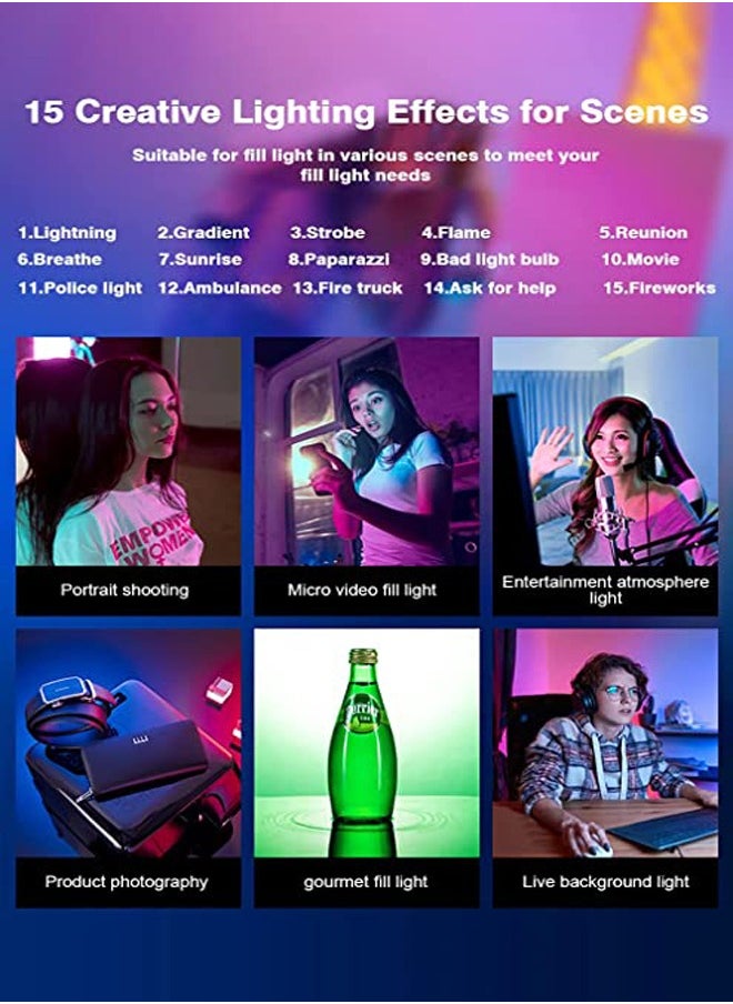 PADOM مجموعة إضاءة ملء الفيديو Padom RGB LED، قابلة لإعادة الشحن وتعمل بالقابس، لوحة LED لإضاءة التصوير الفوتوغرافي، لمدوني الفيديو والاستوديو ويوتيوب والتصوير الفوتوغرافي للمنتج، درجة حرارة اللون وسطوع قابل للتعديل  - Image 5