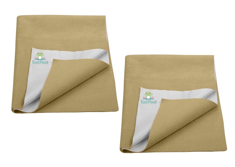 Tod PooL Breathable Bed Protector | Anti-Piling Fleece Extra Absorbent Washable | Waterproof Quick Dry Sheet | Bed Protector Sheet for Kids and Adults (2, Beige, Medium (70x100cm)) - Image 1