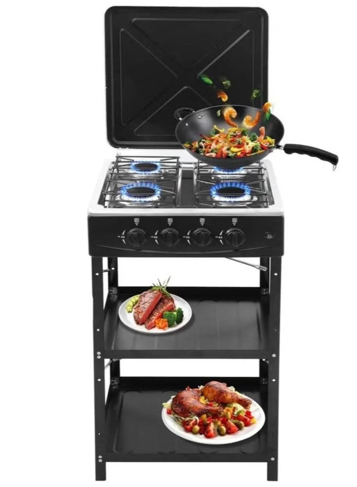 4 Burners Stainless Steel Gas Stove Ideal For Home And Camping Use With 2 meter gas hose - Image 4