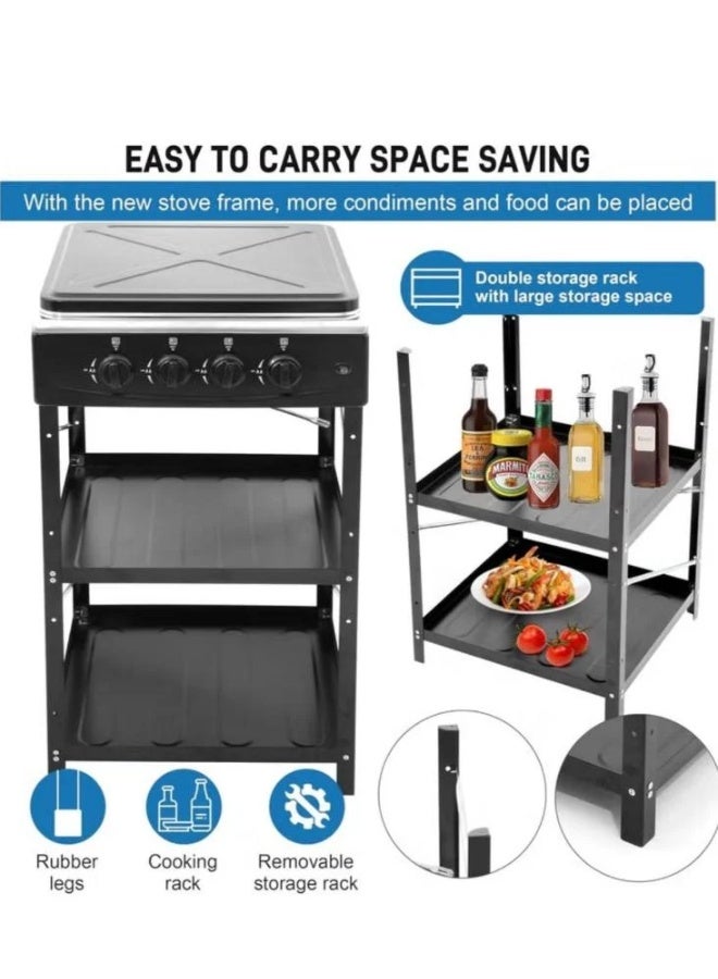 4 Burners Stainless Steel Gas Stove Ideal For Home And Camping Use With 2 meter gas hose - Image 5