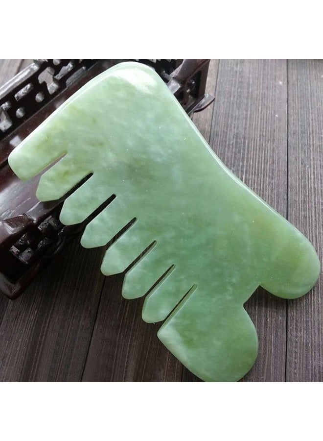 Bhbuy Natural Jade Stone Gua Sha Face Massage Hair Comb with Six Tooth